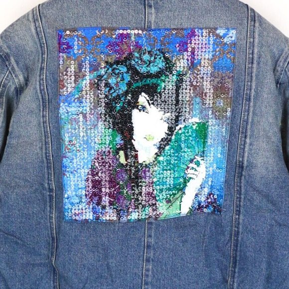 DESIGUAL Women Jacket Sequined women Pattern Patched Denim Warmed - Picture 3 of 13